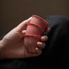 Pinkish Green Celadon over Red Clay Small Gongfu Tea Cup Handmade Chinese Ceramic for Women Collectors Gift