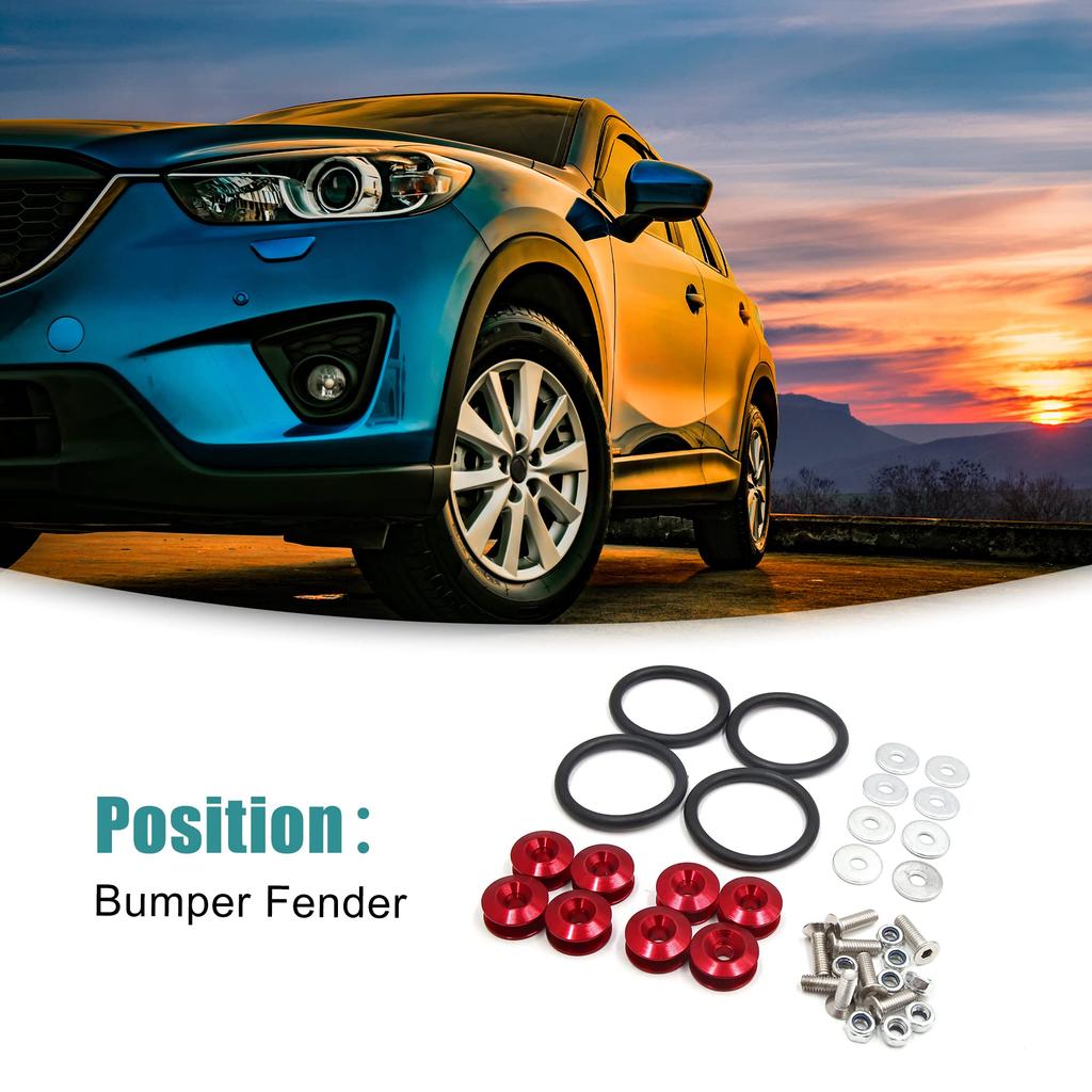 ACROPIX Bumper Trunk Fender Hatch Lid Fastener Kit Quick Release Red 8pcs