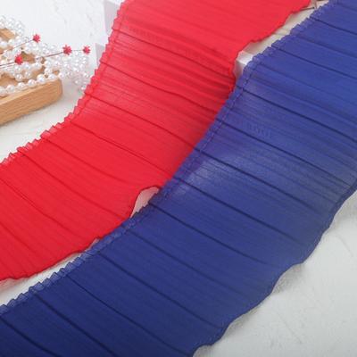 3 meter/lot 11 cm breed rood en blauw geplisseerd chiffon kant kleding schoen en hoed rokdecoratie geplisseerde kant accessoires