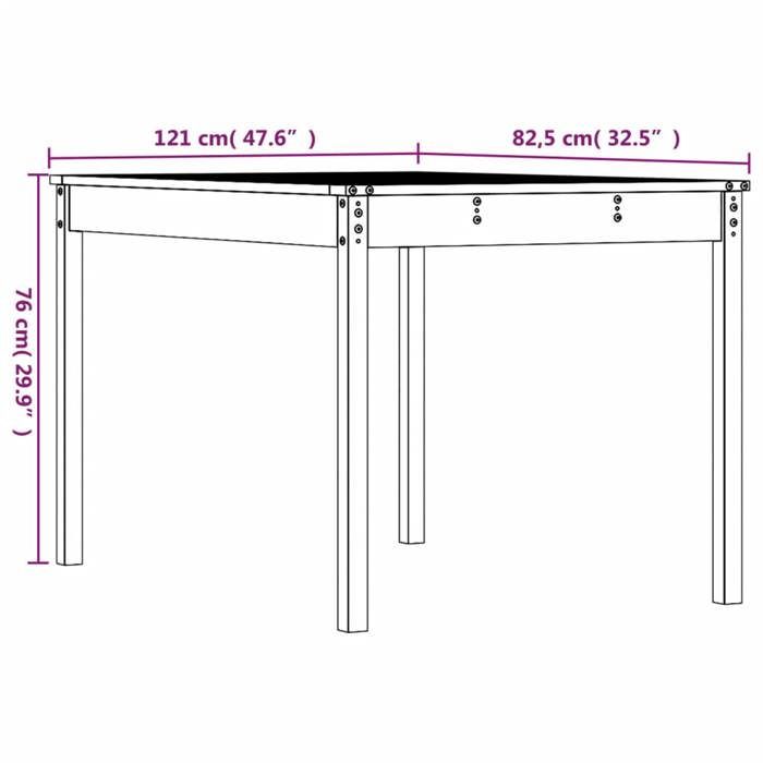 VidaXL Table de jardin blanc 121x82,5x76 cm bois massif de pin 823970