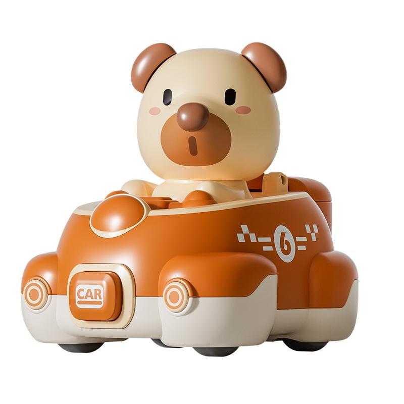 Children'S Collision Car Cartoon Cute Pet Animal Inertia Press Ejection Car Puzzle Sliding Toy Car
