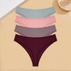 FINETOO 4Pcs Cotton Ribbed Underwear Women's Sexy Low-Waist Breathable Thongs Girls Sports Panties Stretchy T Back Soft Lingerie