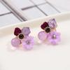 Elegant Purple Crystal Flower Earrings - S925 Sterling Silver Studs, Niche Design, Retro Women's Fashion Accessory