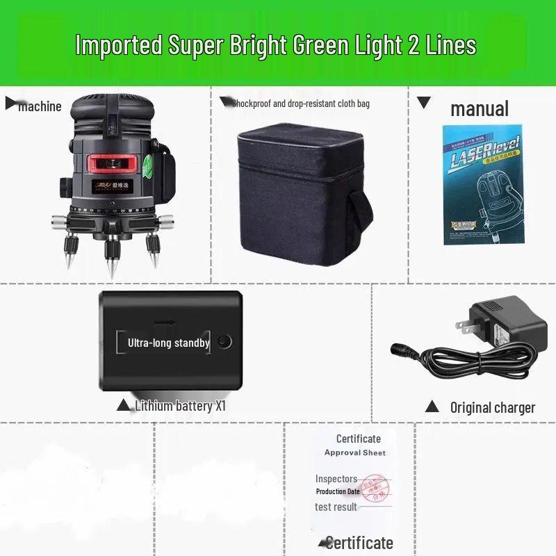 

High Precision German Infrared Green/Blue Light Level Meter: 2, 3, 5, 12-Line Auto-Leveling Super Bright