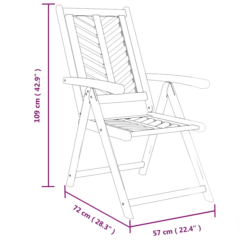 Adjustable Garden Chairs 2 pcs Solid Acacia Wood