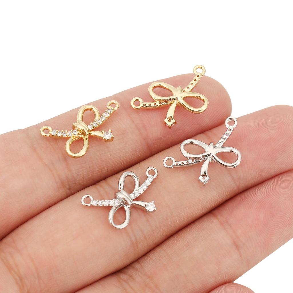 Liangfei 18k Gold Plated Rhinestone Knot Bow Pendant - Simple Handmade Charm Jewelry Accessory