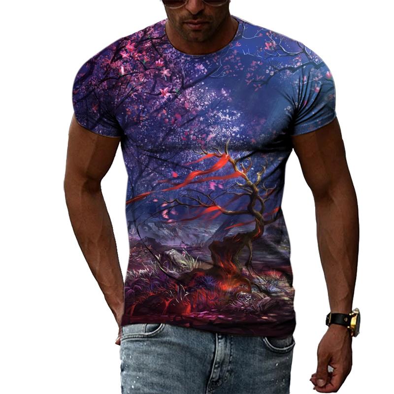 Letní módní trend Přírodní scenérie trička s grafikou Pro muže Neformální Krajina Vzor Tisk 3D Tričko s výstřihem do O Krátký rukáv Top