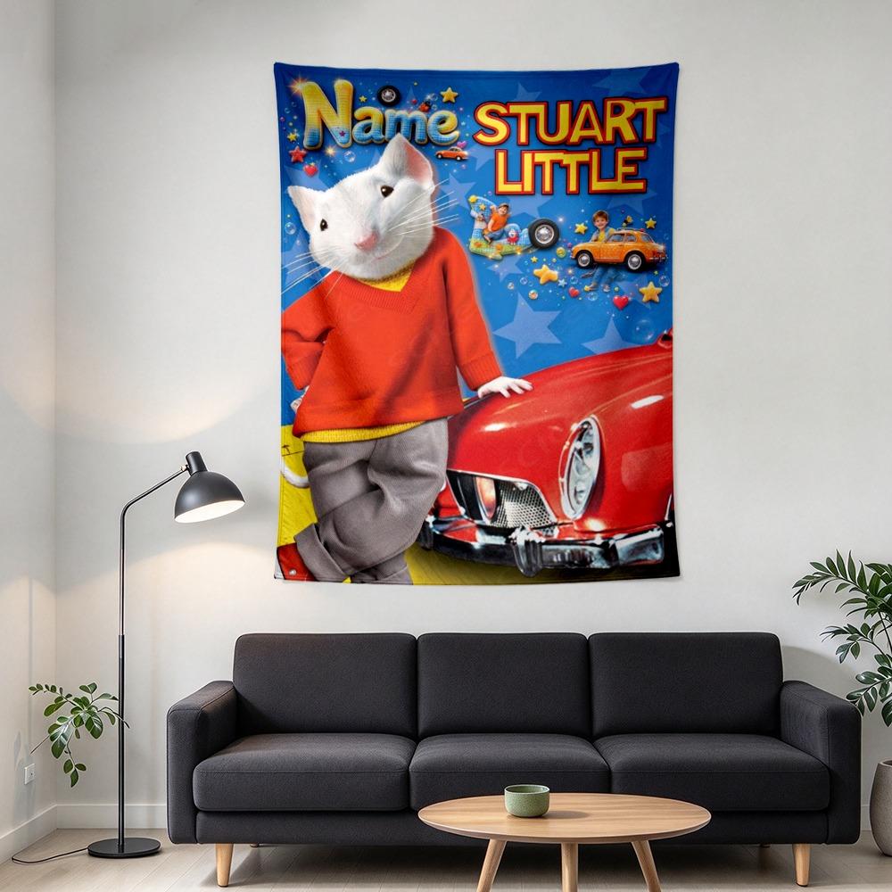 Custom Name Stuart Little Tapestry Wall Hanging for Bedroom, Living Room & Dorm Decor, Modern Home Wall Art