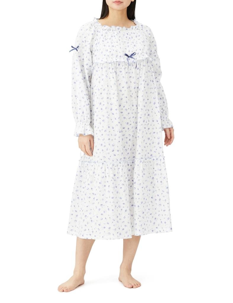 Nightshirt Gauze Petite Rose Dress Blue M [Narue] 50/Double Women's