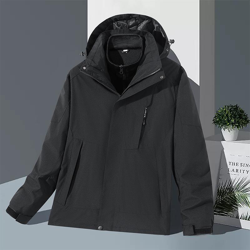 Unisex 3-in-1 Detachable Jacket Set: Hooded Warm Sports Coat for Autumn and Winter