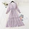 Women's Floral Print V-Neck Long Sleeve Maxi Dress Casual Party