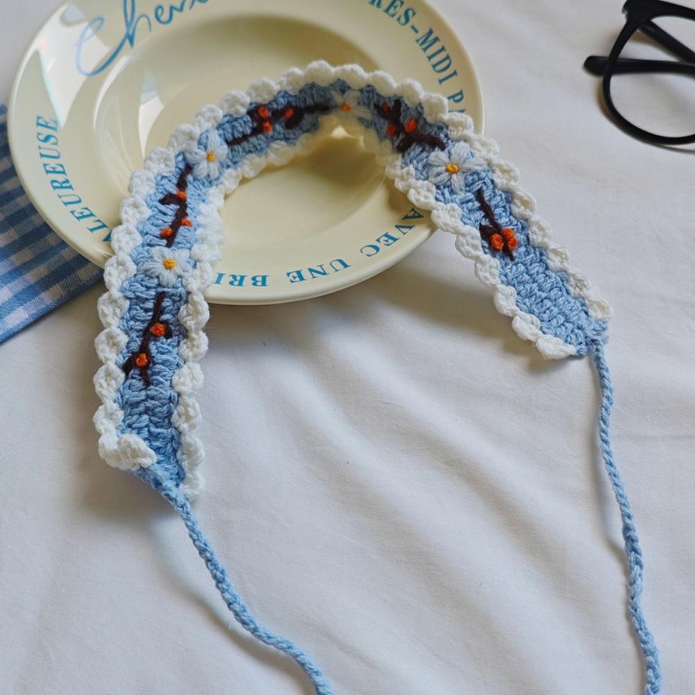 Woolen Yarn Crochet Hair Band Embroidered Pastoral Style Hair Band  Hair Styling Accessory