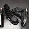 New Men's Thin High-Top New Mid-Calf Motorcycle Height Increasing Insole Summer Ankle Boots Hollow Out