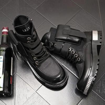 Novas Botas de Motocicleta Masculinas Finas de Cano Alto Novas de Meia-Panturrilha Aumentadoras de Altura Palmilha Botas de Cano Curto de Verão Vazadas