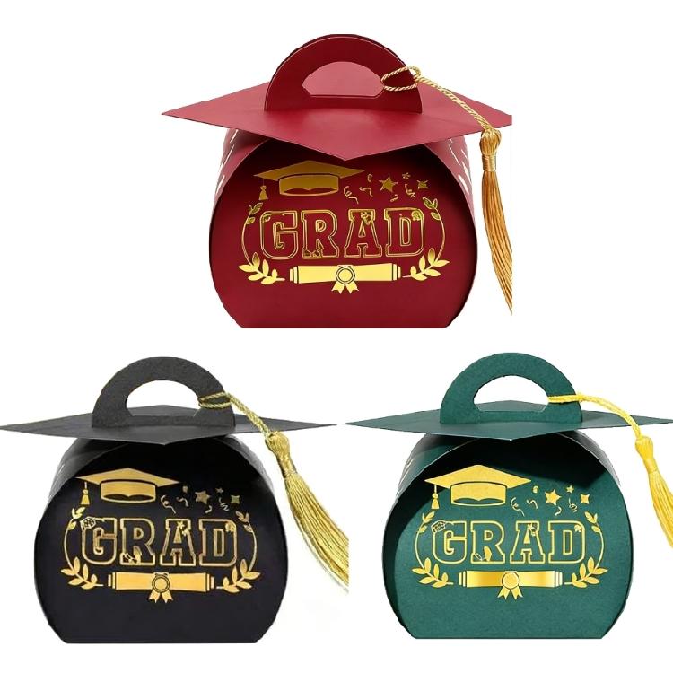 Graduation Hat Candy Holder with Fringes Decorative Gift Packaging Box Stylish Students Graduation Accessories