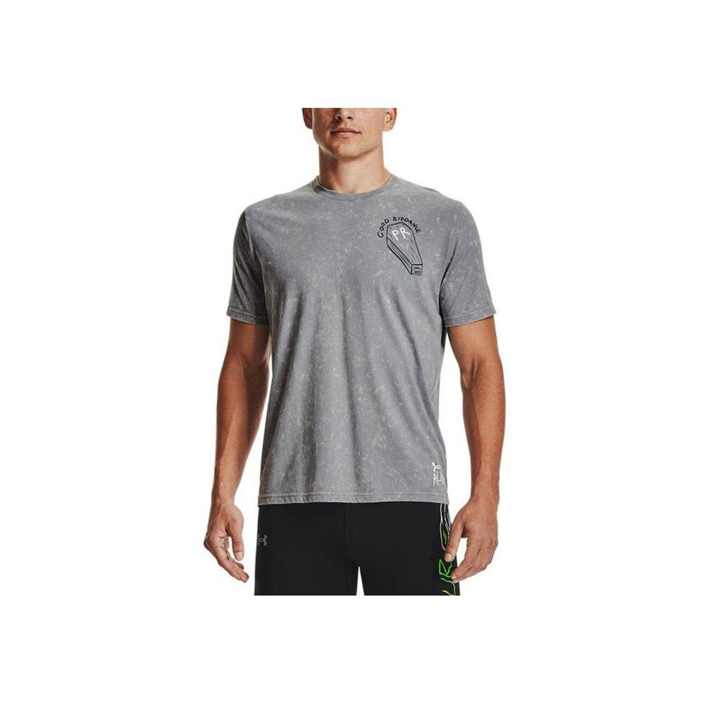 Under Armour Letter Cartoon Pattern Sports Crew Neck Short Sleeve T-Shirt Men Tops Gray 1361482-035