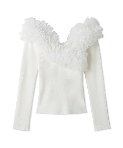 Lily Brown Voluminous Tulle Docking Knit LWNT251072 White Women's