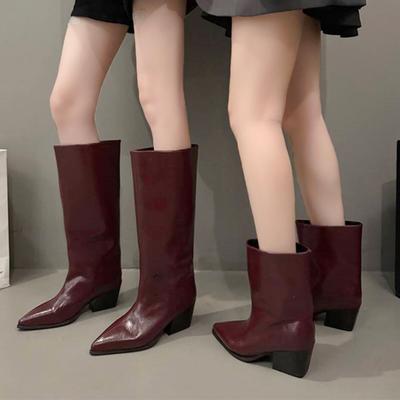 Tacchi Alti Stivali Alti da Donna Punta Appuntita Eleganti Scarpe in Pelle 2025 Moda Al Ginocchio Stivali Gotici Nuovi Tacchi Alti Lunghi Donna Stivali