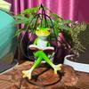 Hammock Chair Reading Frog Statue Cartoon Green Frog Figurine Resin Miniature Animal Sculpture Indoor