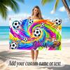 Soccer Theme Beach Towel Personalized Custom Name & Text Soft Quick Dry Beach Towel for Swimming Travel