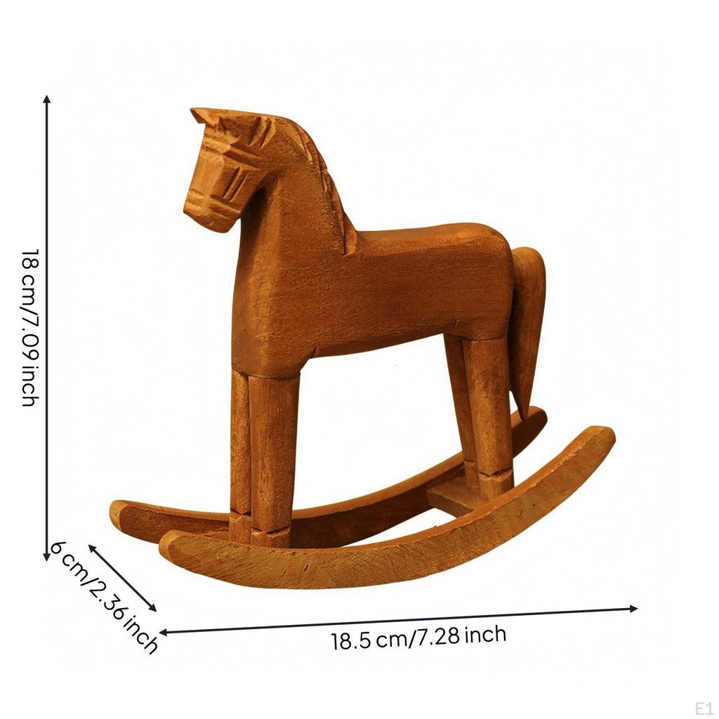 AntiqueStyle Wooden Rocking Horse | Rustic, Figurine, for Tabletop