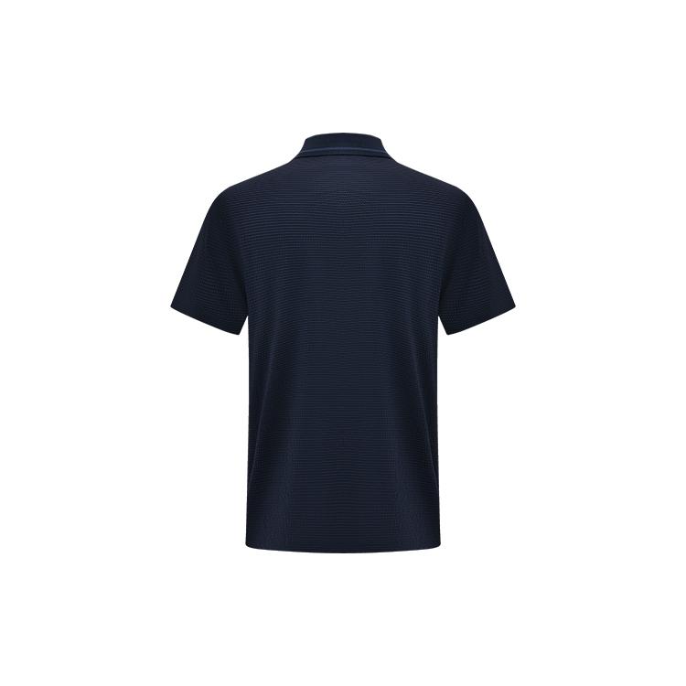 Li Ning Polo Shirts Men's Ink Blue Polo Collar Moderate Straight Fit APLS227-2