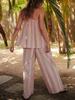 Spring/Summer 2025 European & American Style Three-Dimensional Vertical Stripe Strapless Vacation Set
