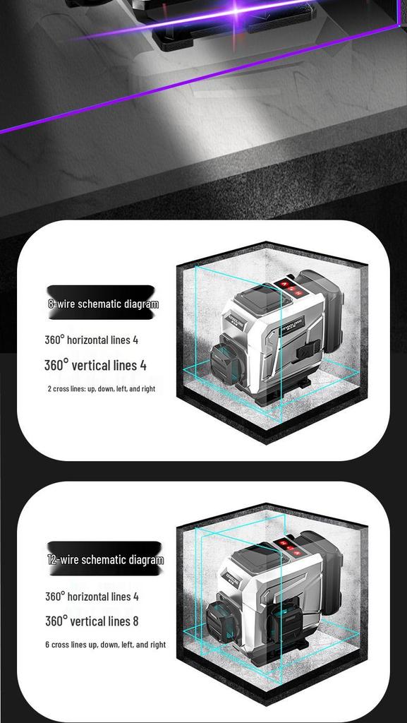 High Precision Automatic Infrared Laser Line Sticker with Three-Color Light