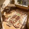 2D Flat Tiger Tiger Carpet Non Slip Creative Floor Mat Retro Area Rug  For Children