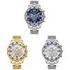 Quartz Mens Watch With Blue Glass Dial And Stainless Steel Strap For Casual Wear