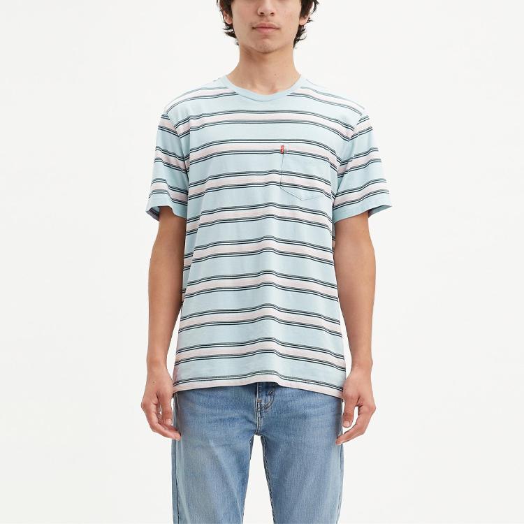 Levis Loose Fit Striped T-Shirt Men Tops Blue 29813-0102