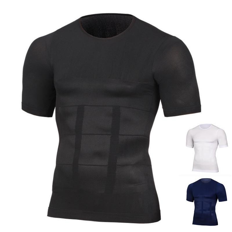 Seamless Men's Body Shaper T-Shirt with Abdomen Control and Back Support