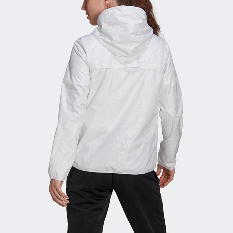 adidas Solide Logo Webart Kapuzenjacke mit Reißverschluss Damen Oberbekleidung Weiß GQ0615