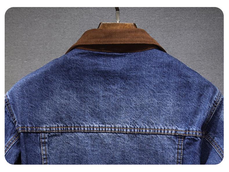 2024 Autumn/Winter Men's Corduroy Patchwork Denim Jacket - Trendy, Loose-Fit American Streetwear Style