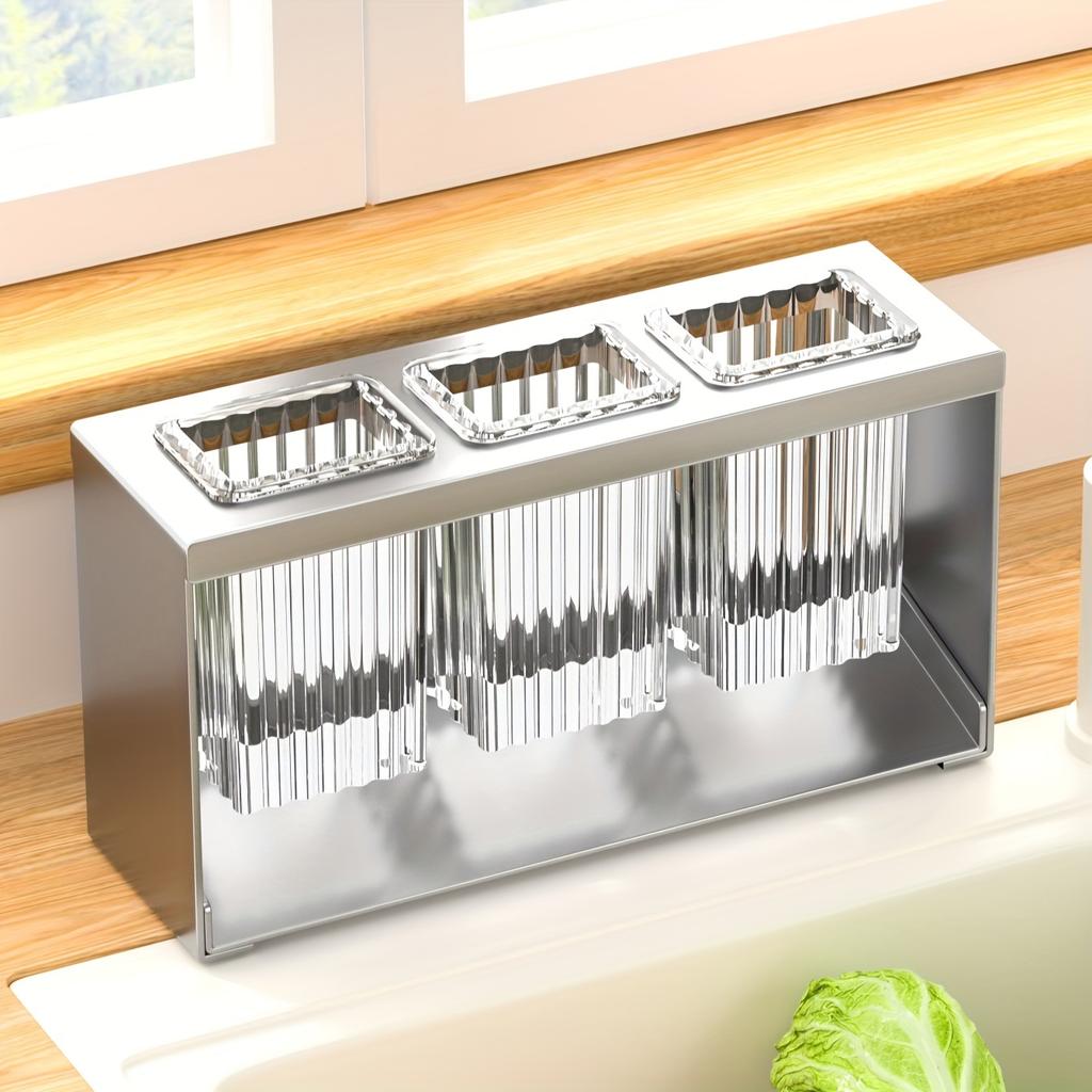 1PC Household Countertop Drain Rack Kitchen Knife and Fork Storage Rack Chopstick Tube Bathroom Toothpaste Makeup Brushing Rack