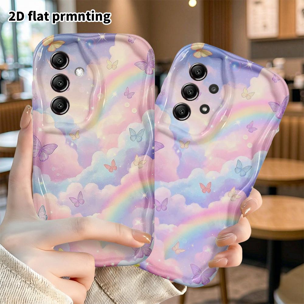 Phone Case: 2D Flat Samsung Galaxy A34 A35 M05 M06 S20 S22 S21 FE Plus 5G Protective Case, Cloud Sea Rainbow Butterfly, Christmas and Halloween Gift