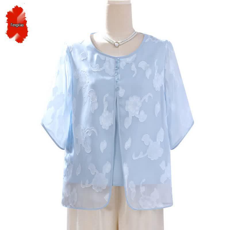 Elegant New Chinese Style Summer Top for Middle-Aged Women 4XL