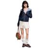 Women's Plaid Cropped Hooded Zip-Up Sweatshirt