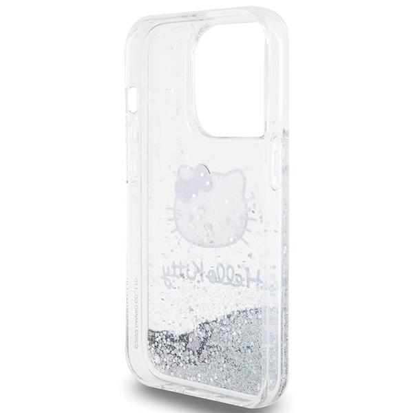 Etui do iPhone 15 Pro Hello Kitty Liquid Glitter Charms Srebrny