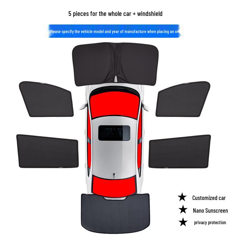 Ford Raptor F150 Sunshade: Magnetic Front/Rear & Side Window Heat Protection Curtains.
