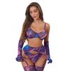"Colorful Tie-Dye European & American 5-Piece Lingerie Set with Gloves and Stockings"