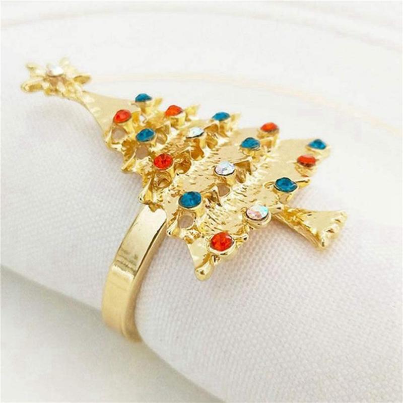 ABWR-24Pcs Christmas Napkin Button Napkin Ring Napkin Ring Cloth Ring Diamond Christmas Napkin Rings золотистый