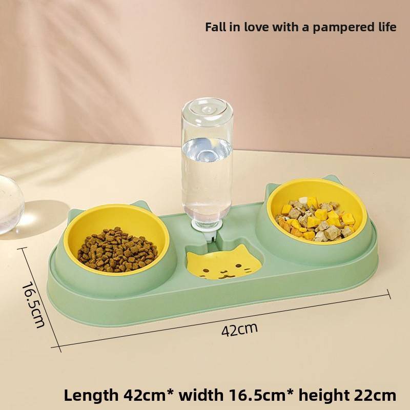 Pet Cat Food And Water Bowl Set With Antispill Design For Home Use