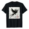Camiseta Estampada Japanese Art Ink Raven _ Crow Para Hombre