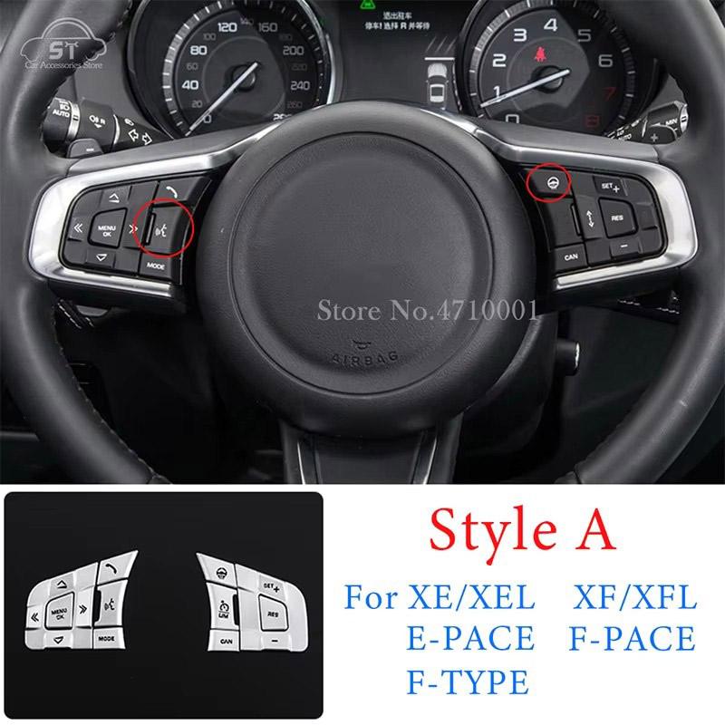 For Jaguar XE XF F-PACE E-PACE F-TYPE Aluminum Alloy Silver Car Steering Wheel Button Sequin Decorative Sticker Car Accessories Style A Silver