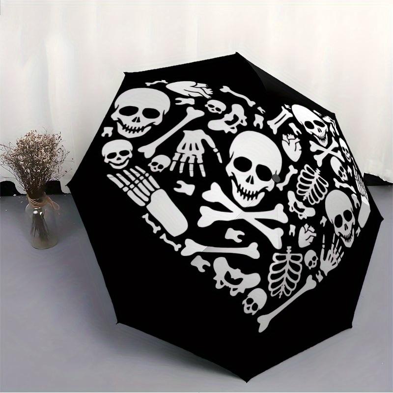 1pc Skeleton Heart Automatic Open 8-Rib Windproof Umbrella, Travel & Commuting, Suitable for All Seasons