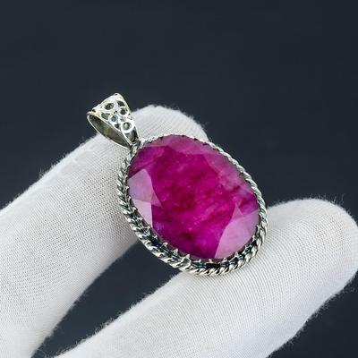 Kashmir Rubinpendant, Kashmir Rubin Ädelsten Handgjord 925 Sterling Silver Smycke Pendant För Kvinnors Gåvor, Rubin Ädelstenssmycken För Hennes