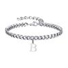 Mens Initials Cuban Links Bracelets,Stainless Steel A-Z 26 Letters Alphabet Charm Chain Wristband Adjustable,Casual Jewelry Gift