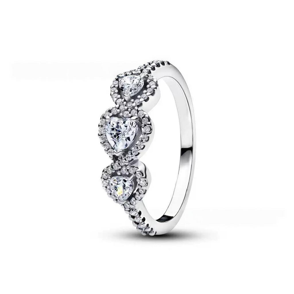 Waterdrop Ring S925 Silver Zircon Blue Stone Heart Ring Fashionable Women's Jewelry Party Wedding Gifts