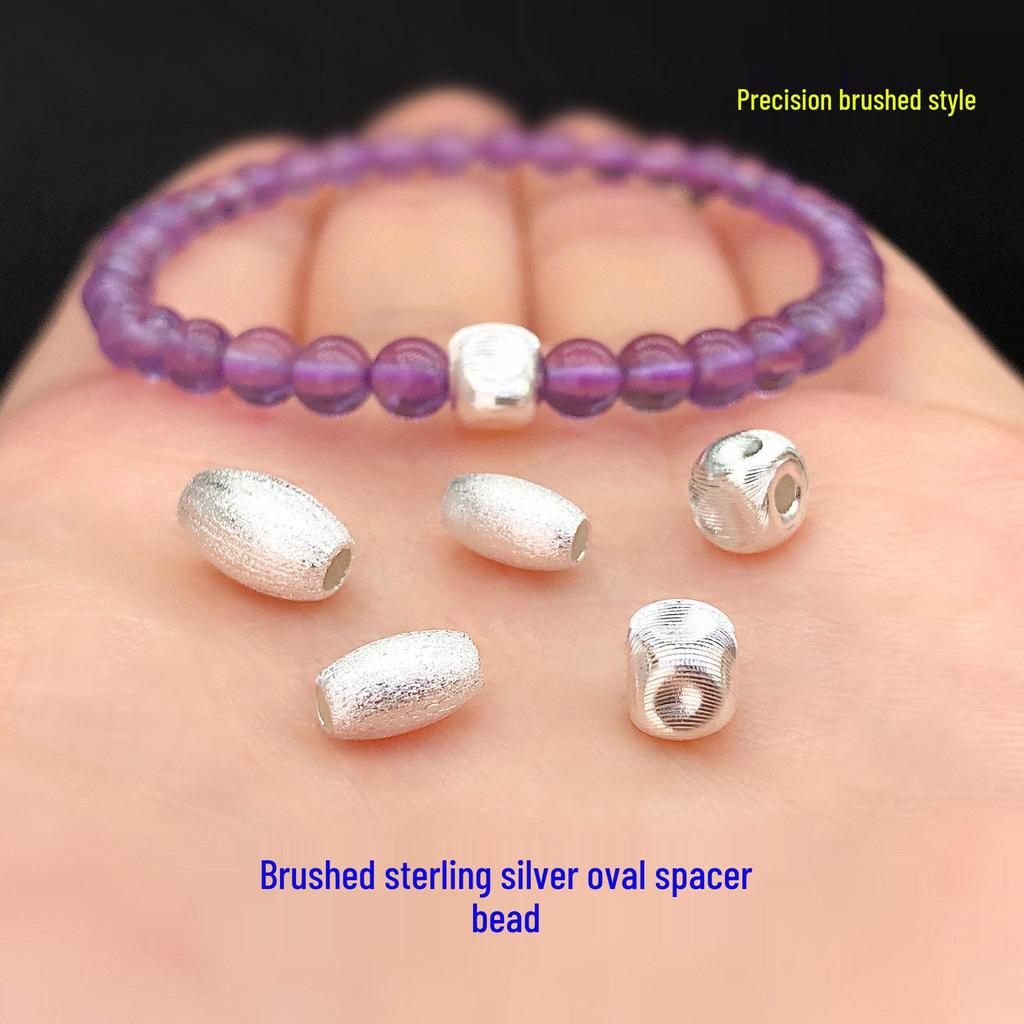 S925 Sterling Silver Oval Square Spacer & Barrel Beads for Handcrafted Jewelry DIY